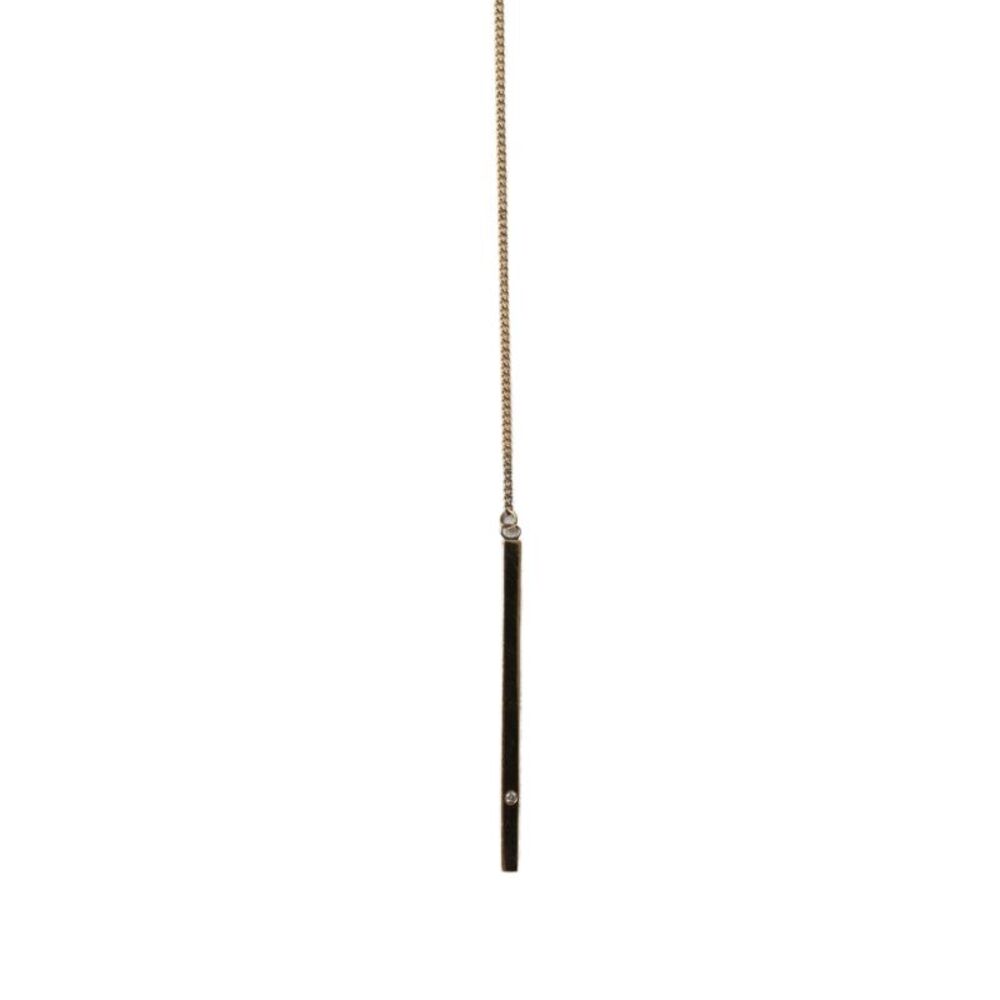Designer Womens Gold Plated 925 Silver Diamond Bar Lariat Necklace 21"